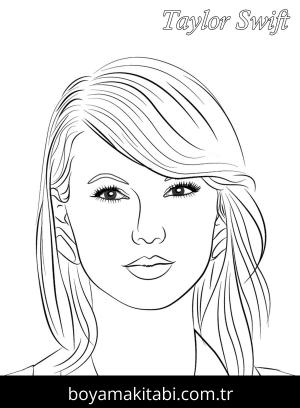 Taylor Swift boyama sayfası – keyifli zaman, renkli çizimler