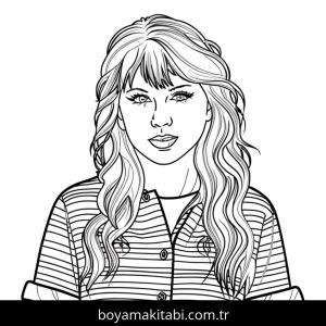 Taylor Swift boyama sayfası – eğlenceli etkinlik, el becerilerini geliştirir