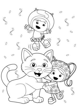 Team Umizoomi boyama sayfası,  coloring page, Geo ve Milli bir kediyle, 