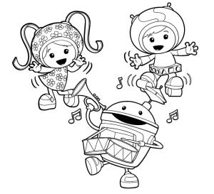 Team Umizoomi boyama sayfası,  coloring page, Mutlu Bot, Geo ve Milli, 