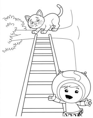 Team Umizoomi boyama sayfası,  coloring page, Geo bir kediyi kurtarır, 