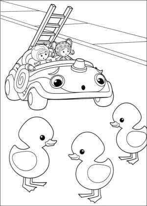 Team Umizoomi boyama sayfası,  coloring page, Team Umizoomi ve küçük ördekler, 