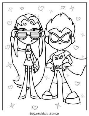 Teen Titans Go boyama sayfası – sevimli karakter, sanatsal çalışma