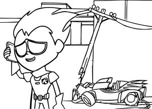 Teen Titans Go boyama sayfası,  coloring page, Robin Arabayı Çarpıyor, 