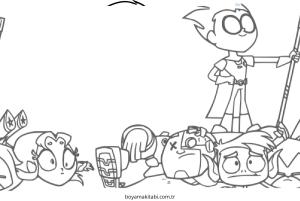 Teen Titans Go boyama sayfası – sanatsal çalışma, çocuklar için