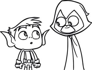 Teen Titans Go boyama sayfası,  coloring page, Kuzgun ve canavar çocuk, 