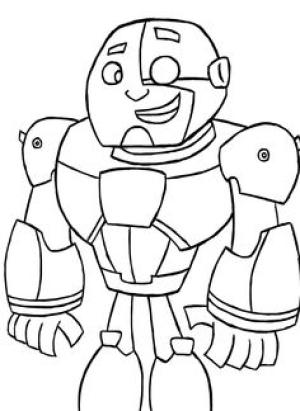 Teen Titans Go boyama sayfası,  coloring page, Mutlu Cyborg, 