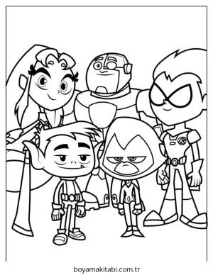 Teen Titans Go boyama sayfası – basit çizim, kolay boyama