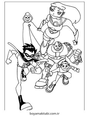 Teen Titans Go boyama sayfası – çocuklar için, çizgi film temalı