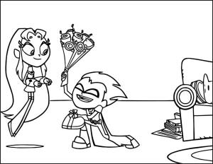 Teen Titans Go boyama sayfası,  coloring page, Robin kız arkadaşına mutlu yıllar diler., 