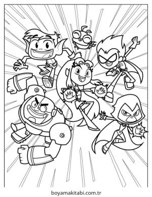Teen Titans Go boyama sayfası – PDF indir, sevimli karakter