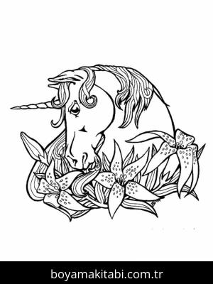 Tek Boynuzlu At boyama sayfası – evde etkinlik, ücretsiz yazdır