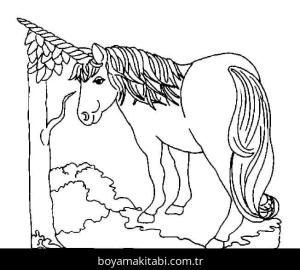 Tek Boynuzlu At boyama sayfası – okul öncesi, evde etkinlik