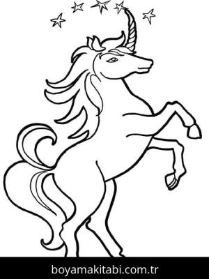 Tek Boynuzlu At boyama sayfası – yaratıcılığı geliştirir, keyifli zaman