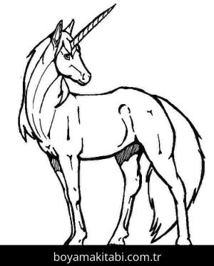 Tek Boynuzlu At boyama sayfası – çocuklar için, çizgi film temalı