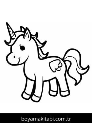 Tek Boynuzlu At boyama sayfası – PDF indir, sevimli karakter
