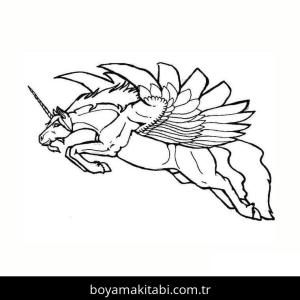 Tek Boynuzlu At boyama sayfası – keyifli zaman, renkli çizimler