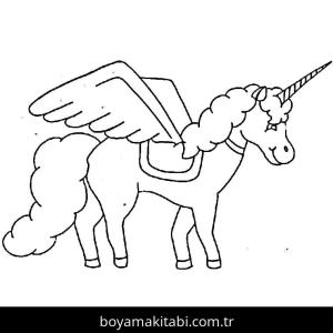 Tek Boynuzlu At boyama sayfası – çocuklar için, çizgi film temalı