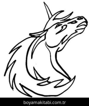 Tek Boynuzlu At boyama sayfası – boyama etkinliği, çocuk aktivitesi