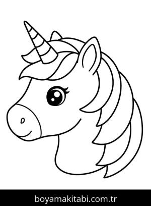 Tek Boynuzlu At boyama sayfası – çizgi film temalı, basit çizim