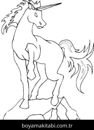 Tek Boynuzlu At boyama sayfası – boyama etkinliği, çocuk aktivitesi