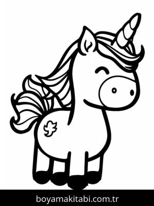 Tek Boynuzlu At boyama sayfası – eğitici aktivite, yaratıcılık