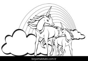 Tek Boynuzlu At boyama sayfası – PDF indir, sevimli karakter