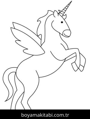 Tek Boynuzlu At boyama sayfası – keyifli zaman, renkli çizimler