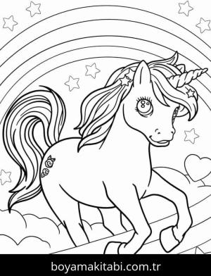 Tek Boynuzlu At boyama sayfası – eğlenceli etkinlik, el becerilerini geliştirir