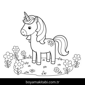 Tek Boynuzlu At boyama sayfası – yaratıcılık, eğlenceli etkinlik