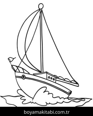 Tekne boyama sayfası – çizgi film temalı, basit çizim