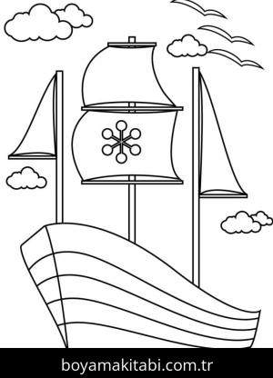 Tekne boyama sayfası – PDF indir, sevimli karakter