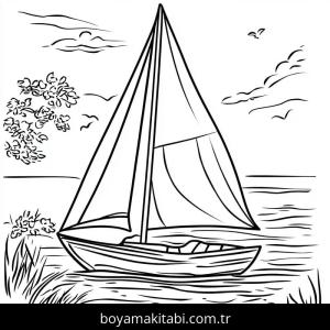 Tekne boyama sayfası – okul öncesi, evde etkinlik