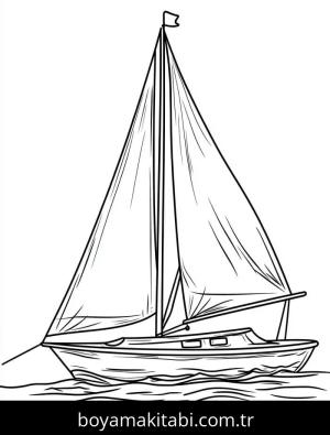 Tekne boyama sayfası – çocuklar için, çizgi film temalı