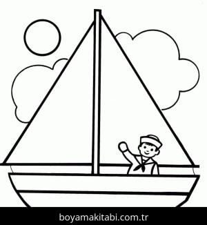 Tekne boyama sayfası – çocuk aktivitesi, PDF indir