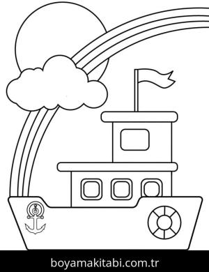 Tekne boyama sayfası – keyifli zaman, renkli çizimler