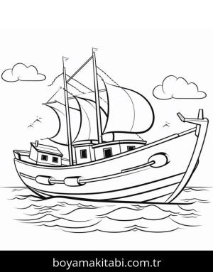 Tekne boyama sayfası – el becerilerini geliştirir, boyama çalışması