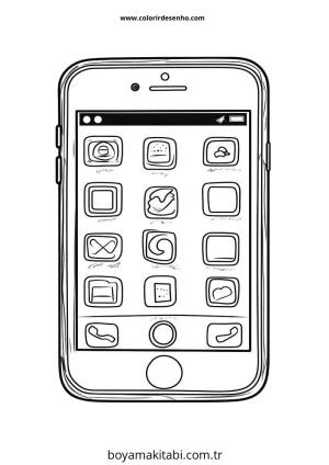 Telefon boyama sayfası – çocuk aktivitesi, PDF indir
