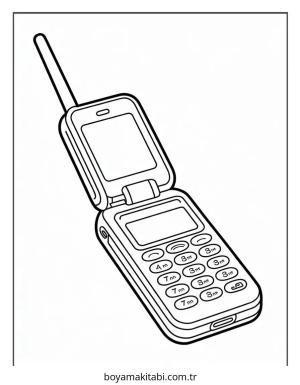 Telefon boyama sayfası – renkli çizimler, okul öncesi
