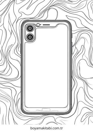 Telefon boyama sayfası – çizgi film temalı, basit çizim