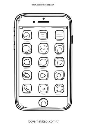 Telefon boyama sayfası – basit çizim, kolay boyama