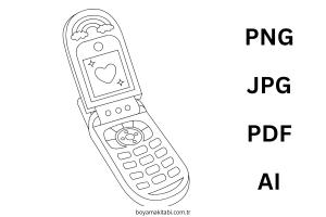 Telefon boyama sayfası – renkli çizimler, okul öncesi