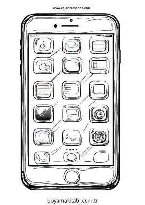 Telefon boyama sayfası – eğlenceli etkinlik, el becerilerini geliştirir