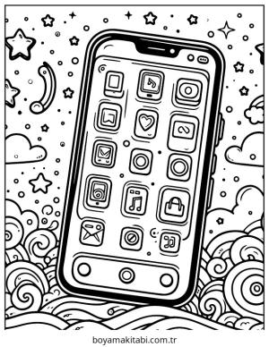 Telefon boyama sayfası – boyama çalışması, yaratıcılığı geliştirir