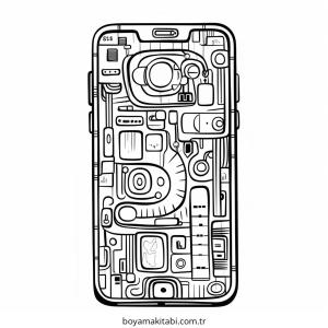 Telefon boyama sayfası – basit çizim, kolay boyama