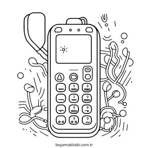 Telefon boyama sayfası – kolay boyama, eğitici aktivite
