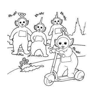 Teletabiler boyama sayfası,  coloring page, Parktaki Teletubbiler, 