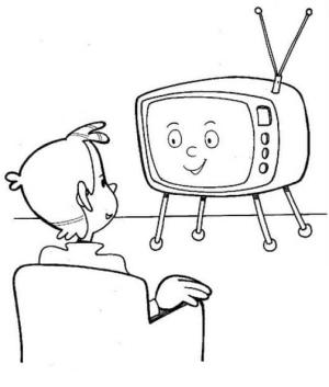 Televizyon boyama sayfası,  coloring page, Karikatür televizyon, 