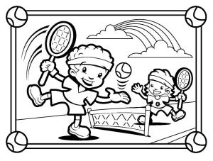 Tenis boyama sayfası,  coloring page, Tenis Oynayan iki Erkek, 