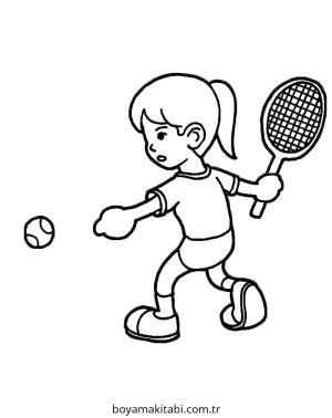 Tenis boyama sayfası – PDF indir, sevimli karakter